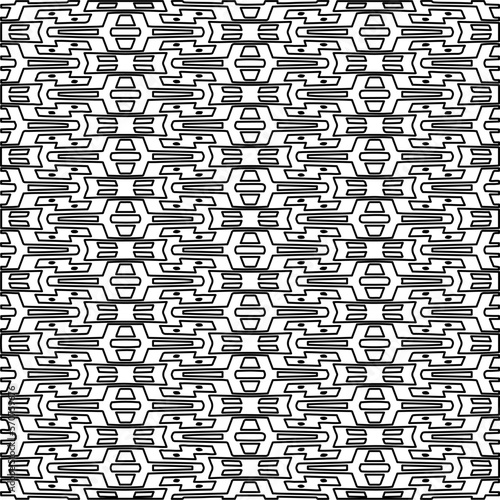 Stylish texture with figures from lines. Abstract geometric black and white pattern for web page, textures, card, poster, fabric, textile. Monochrome graphic repeating design. 