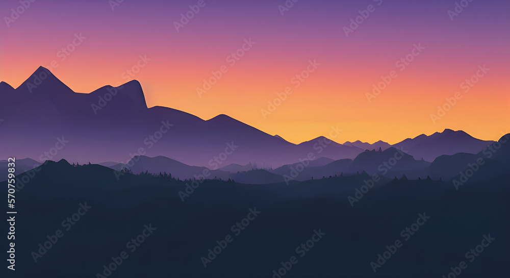 Simple Graphic Mountain Silhouette Landscape #4