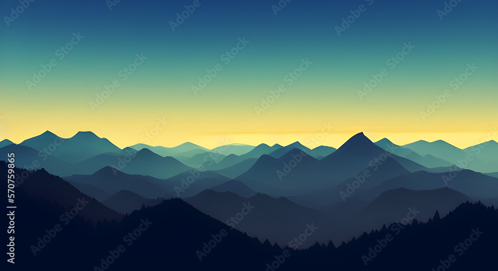 Simple Graphic Mountain Silhouette Landscape #1