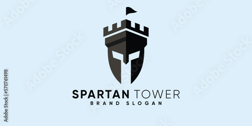 Vászonkép Spartans tower logo with modern design premium vector