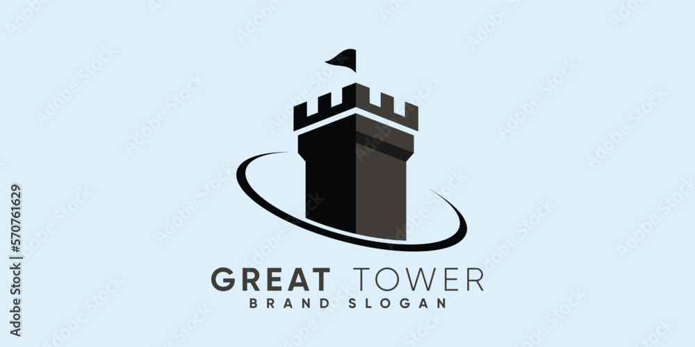 great tower logo with modern design premium vector