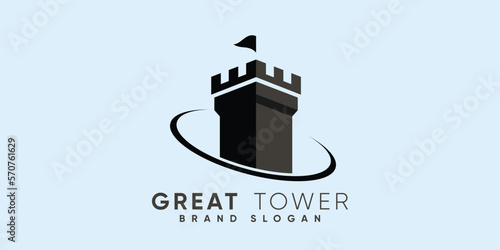 great tower logo with modern design premium vector
