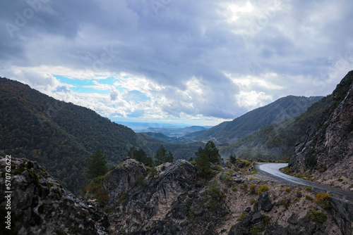 Picturesque view of mountains on autumn day outdoors