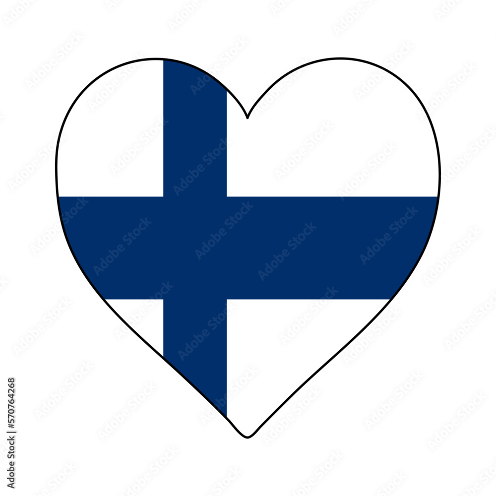 Fototapeta premium Finland Heart Shape Flag. Love Finland. Visit Finland. Northern Europe. Europe. European Union. Vector Illustration Graphic Design.