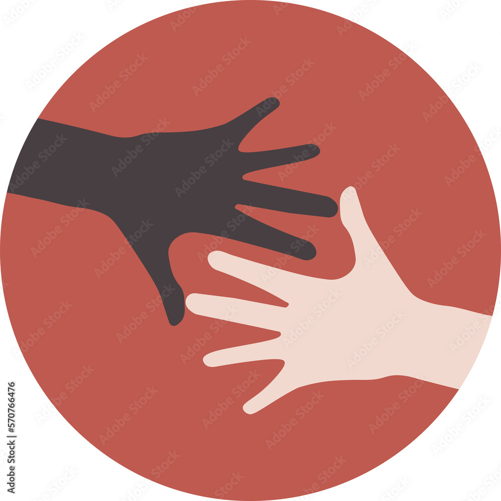 Illustration symbol isolated vector of two hands reached each other black and red color in red circle, symbolize teamwork, togetherness, vote, care, help, charity, love, comunnication Illustration symbol isolated vector of two hands reached each other black and red color in red circle, symbolize teamwork, togetherness, vote, care, help, charity, love, comunnication