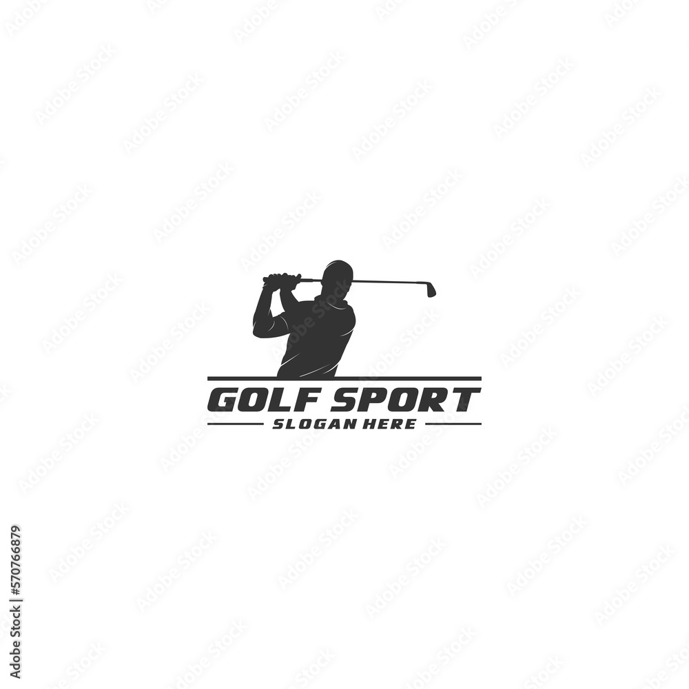 golf sport logo template vector in white background