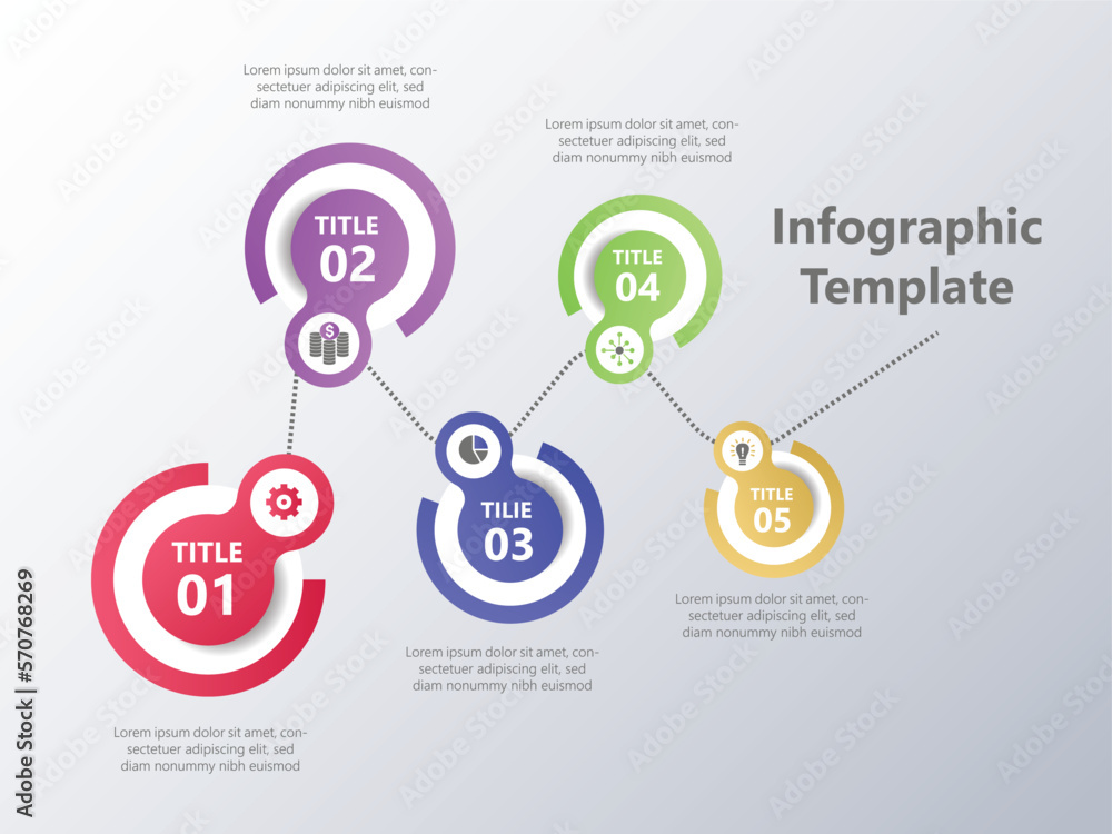 Fototapeta premium Abstract 5 steps Timeline infographic elements. Vector illustration.