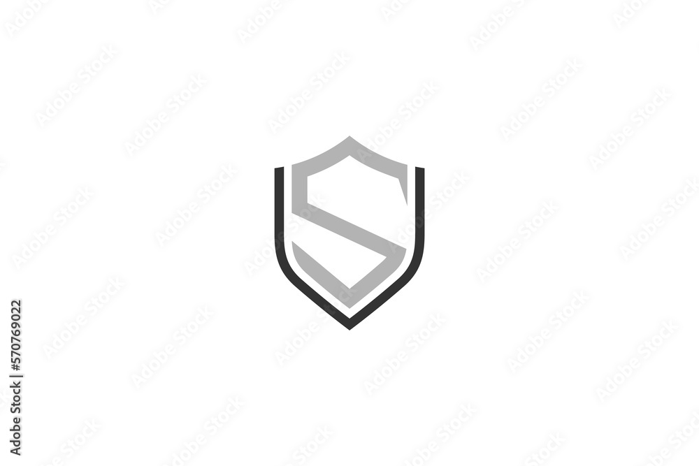 Shield logo with letter s combination in simple flat design style Shield logo with letter s combination in simple flat design style
