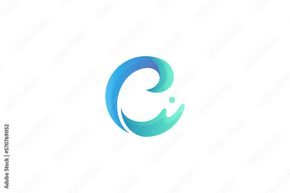 Letter c with water splash effect in modern design logo Letter c with water splash effect in modern design logo