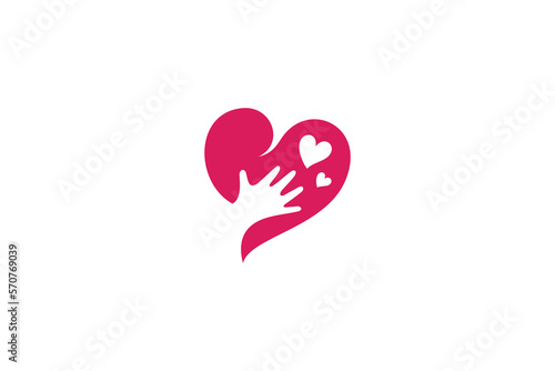 Care love hand in simple design logo