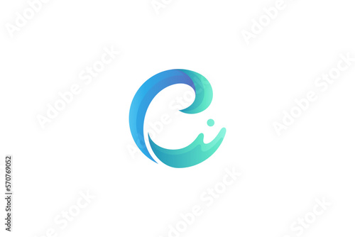 Letter c with water splash effect in modern design logo