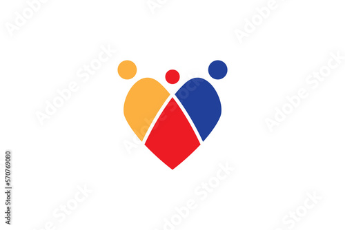 Care love family with colorful design logo
