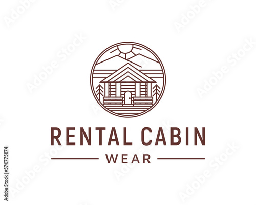 Cabin rental mountain logo design vector