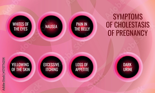 symptoms of Cholestasis of pregnancy. Vector illustration for medical journal or brochure. photo