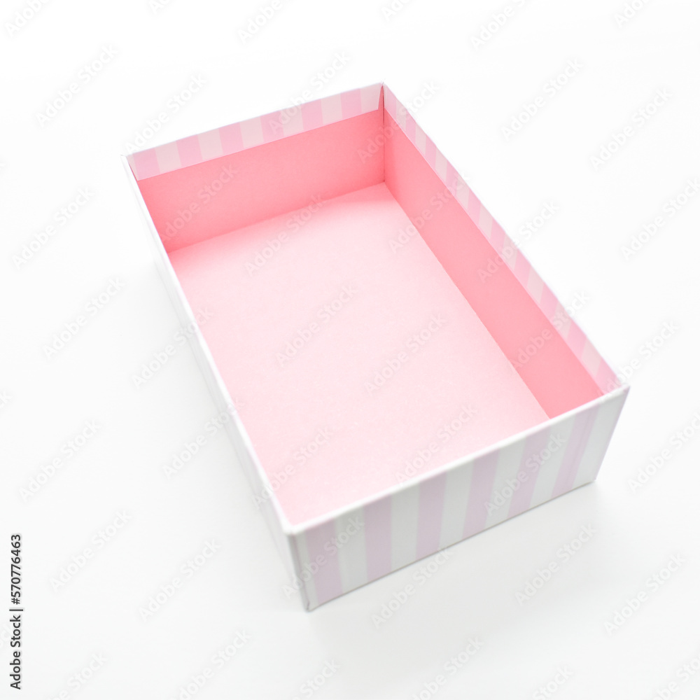 open beautiful pink box on white background, package for design open beautiful pink box on white background, package for design