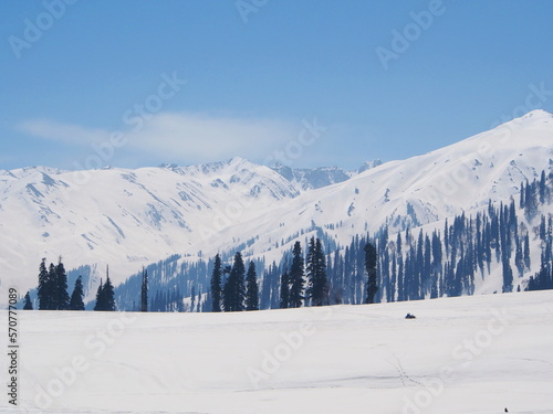 Beautiful Snow Mountain. Sonamarg, Kashmir, India in Winter