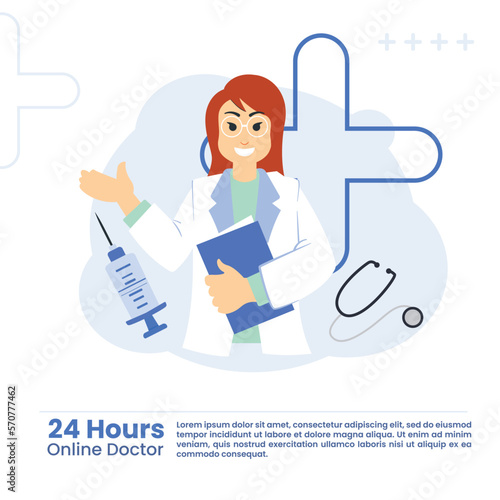 Online doctor reservation in flat design illustration for social media post