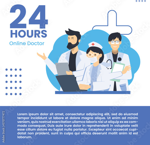 Online doctor reservation in flat design illustration for social media post