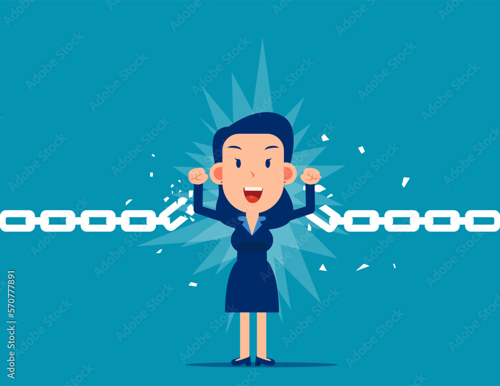 Abstract breaking chains metaphor symbol. Break free concept Abstract breaking chains metaphor symbol. Break free concept