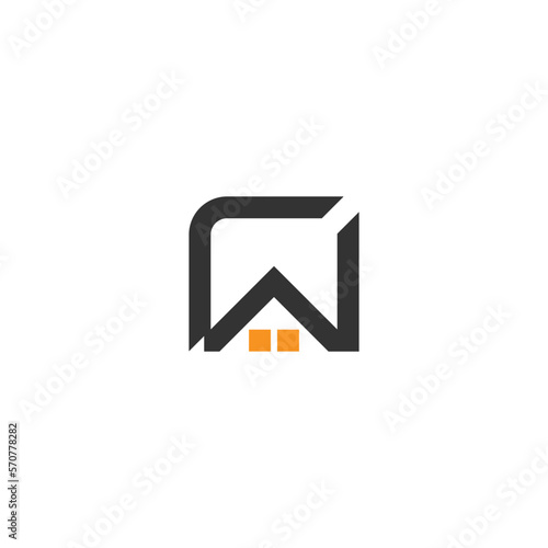 letter rw home shape square geometric logo vector photo