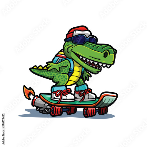 Alligator on a skateboard
