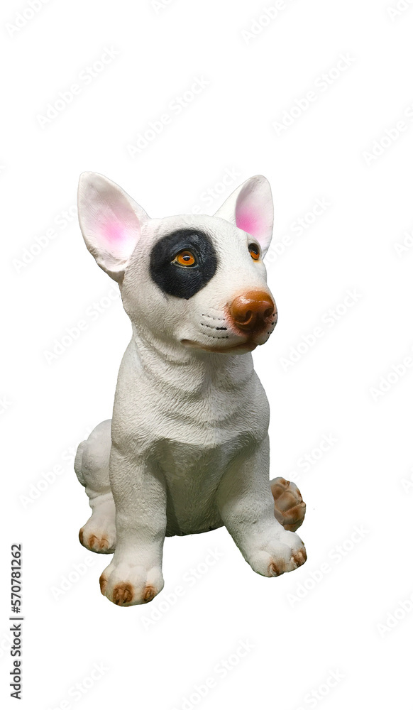 Cute sitting resin dog figurines for decorate  concept of pet lover collection, template card.