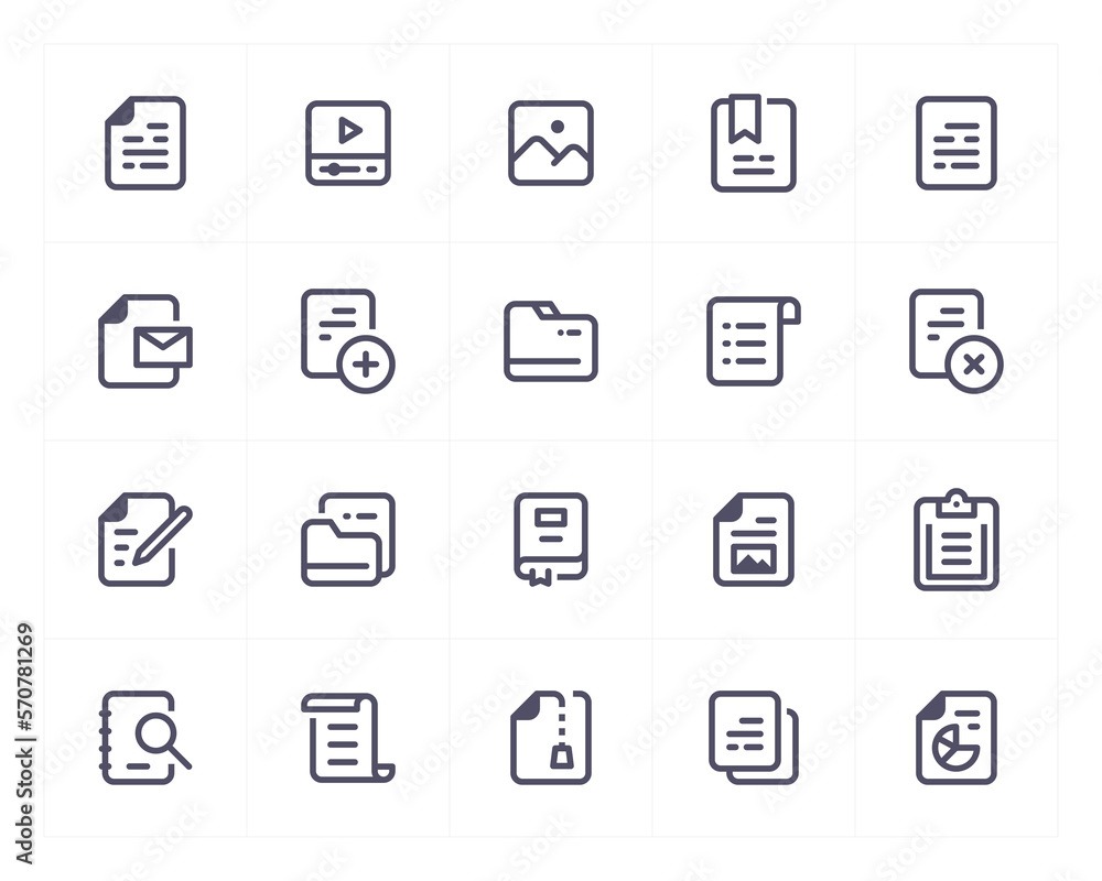 Document and file line icon set