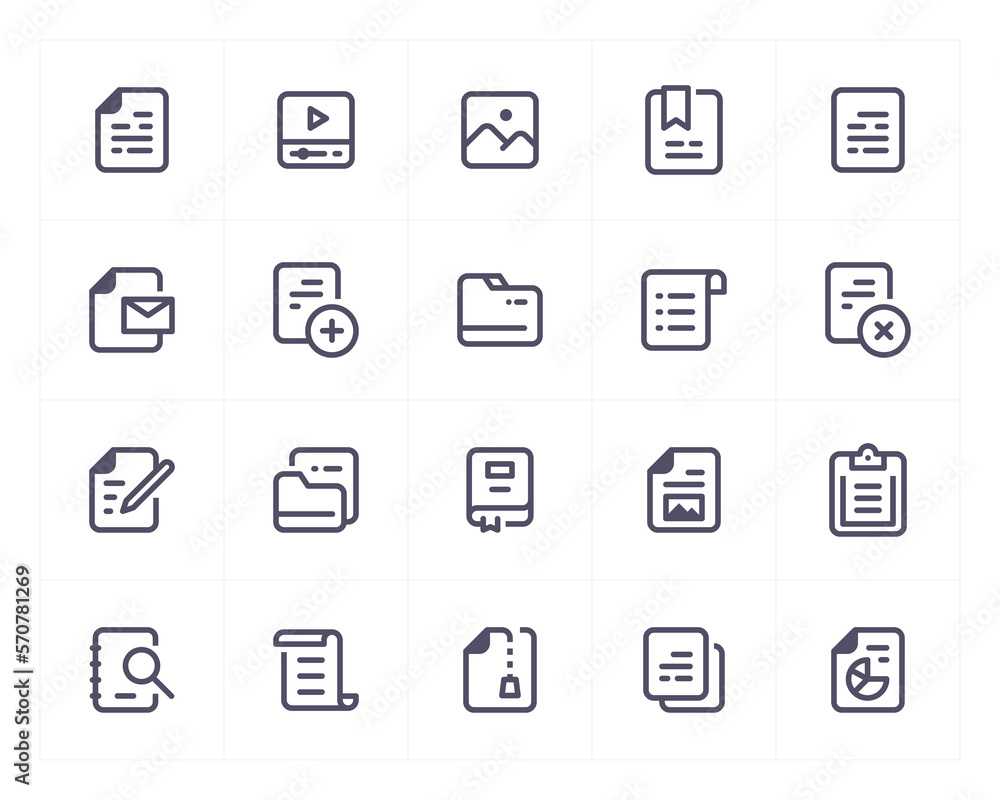 Document and file line icon set Document and file line icon set