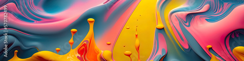 amazing colorful abstract background with a wave liquid paint, panoramic 4k wallpaper.