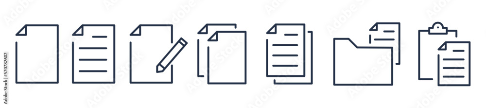 Paper documents icons. Editable stroke. Vector graphic illustration. For website design, logo, app, template, ui, etc. Paper documents icons. Editable stroke. Vector graphic illustration. For website design, logo, app, template, ui, etc.