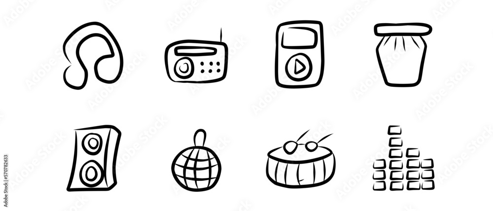 Musical instrument Icons set. Musical instrument simple line icons vector