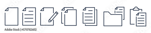 Paper documents icons. Editable stroke. Vector graphic illustration. For website design, logo, app, template, ui, etc.