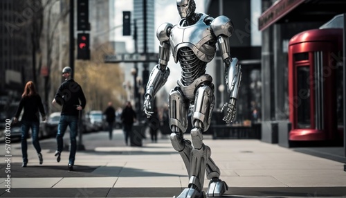 humanoid robot in the big city