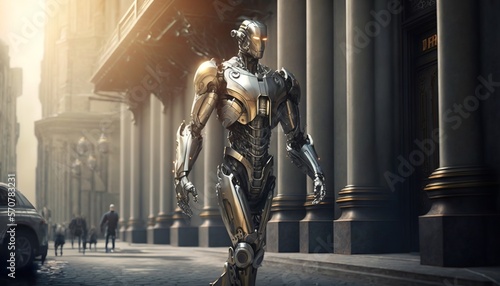 humanoid robot in the big city