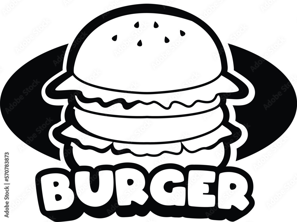 Black and white vector burger logo vector art design Black and white vector burger logo vector art design