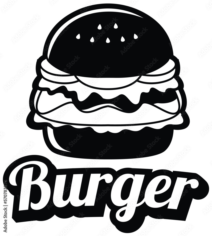 Black and white vector burger logo vector art design Black and white vector burger logo vector art design