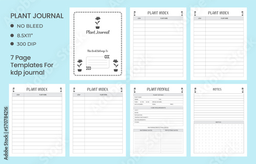 Plant journal logbook or notebook planner, plant profile, gardening journal. 