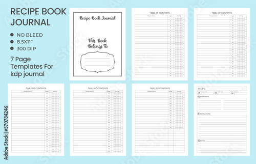 Recipe book journal logbook, recipe notebook.