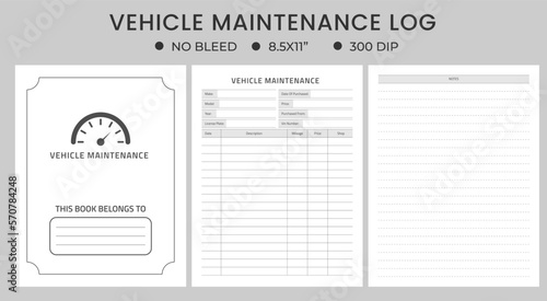 Vehicle Maintenance kdp Log, Vehicle Maintenance Notebook