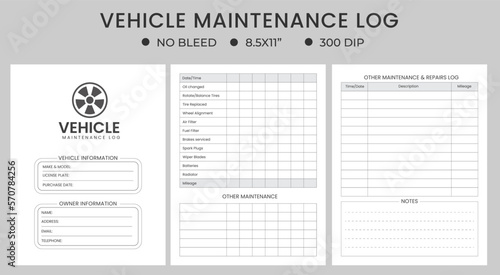 Vehicle Maintenance kdp Log, Vehicle Maintenance Notebook