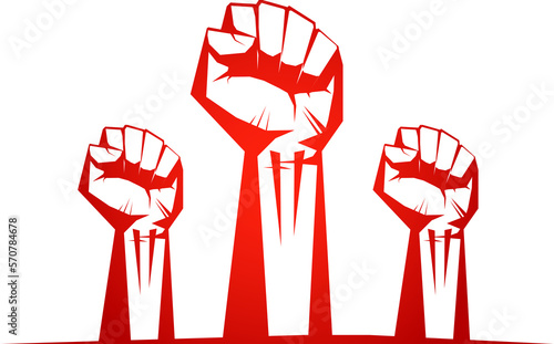Clenched fists raised in protest