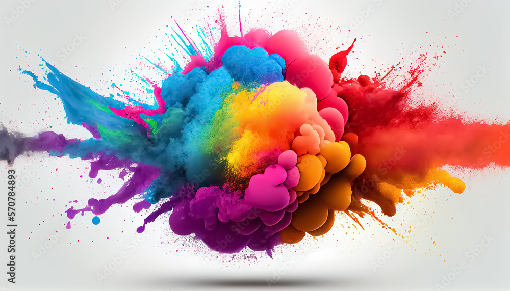Color Powder Explosion White Background