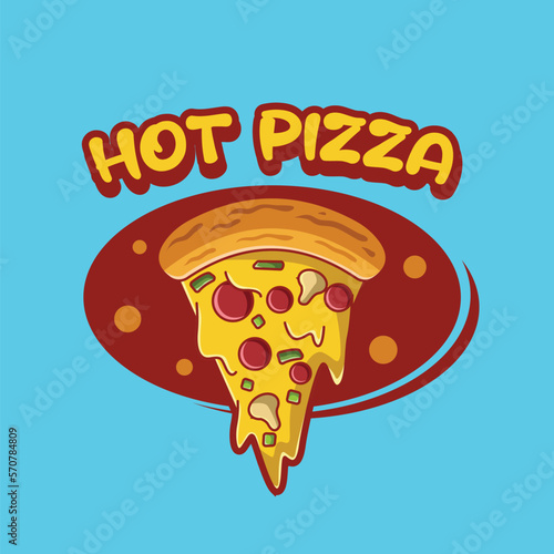 vector pizza slice melted cartoon vector icon illustration food object logo concept