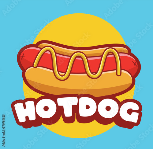 vector hotdog cartoon logo illustration.