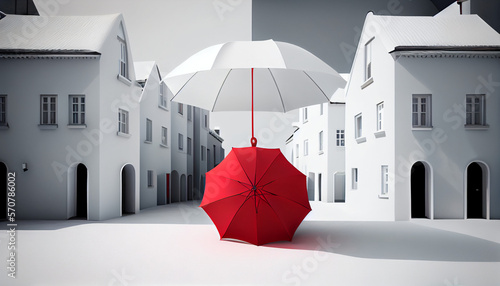 Red Umbrella. Real Estate Insurance Concept