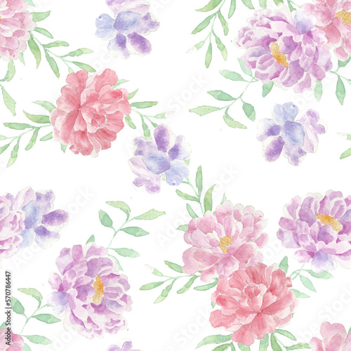 seamless pattern with pink flowers