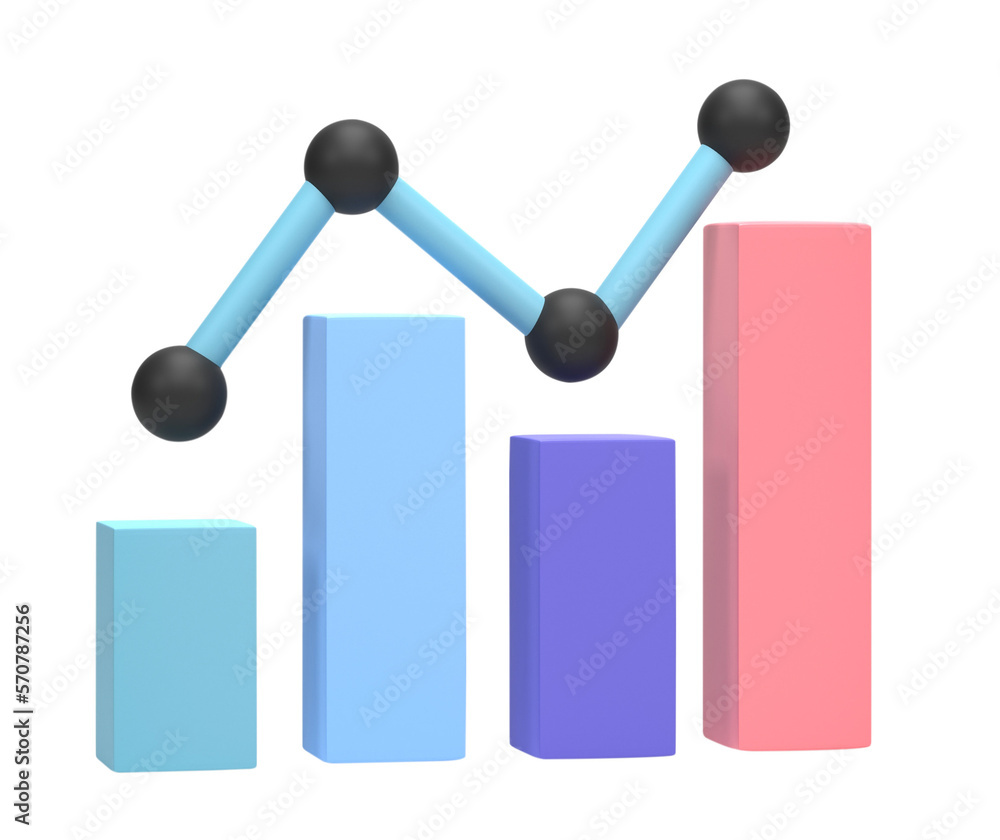 3D rendering, Business chart. Ascending graph for growth forward isolated on transparent background 3D rendering, Business chart. Ascending graph for growth forward isolated on transparent background
