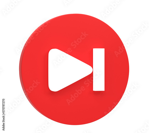3D rendering, Skip or next icon, Music play or pause button isolated on transparent background