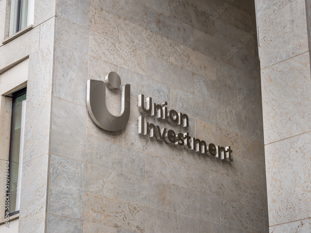 FRANKFURT, GERMANY 30. January 2023 Union Investment logo on the