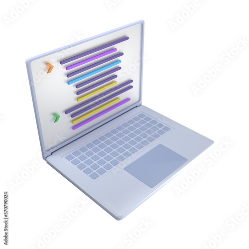 Laptop coding programmer 3D illustration